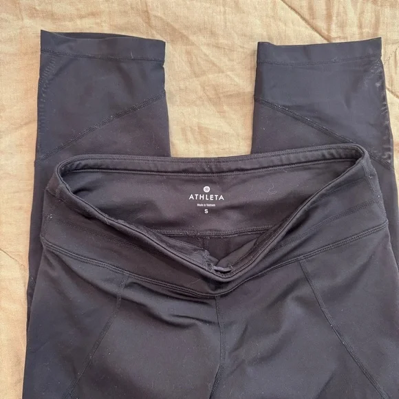 Athleta Black Mesh Crop Leggings Size Small - Picture 3 of 8